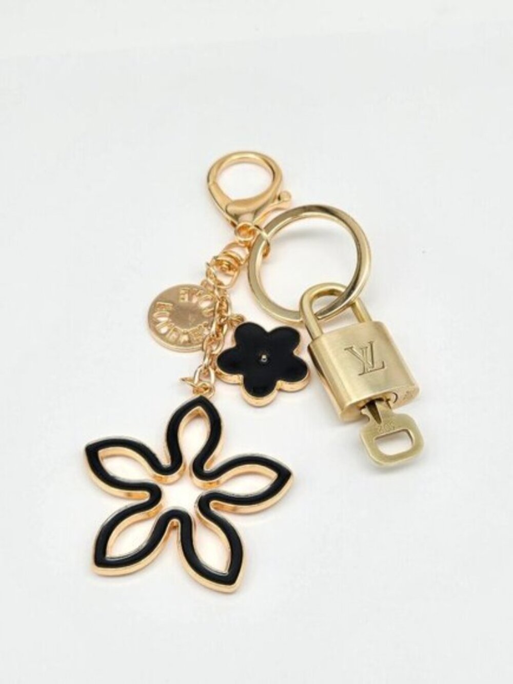 Authentic Louis Vuitton Gold Padlock 🔑 Unbranded Clover Keychain Bag Charm LV - Picture 10 of 11